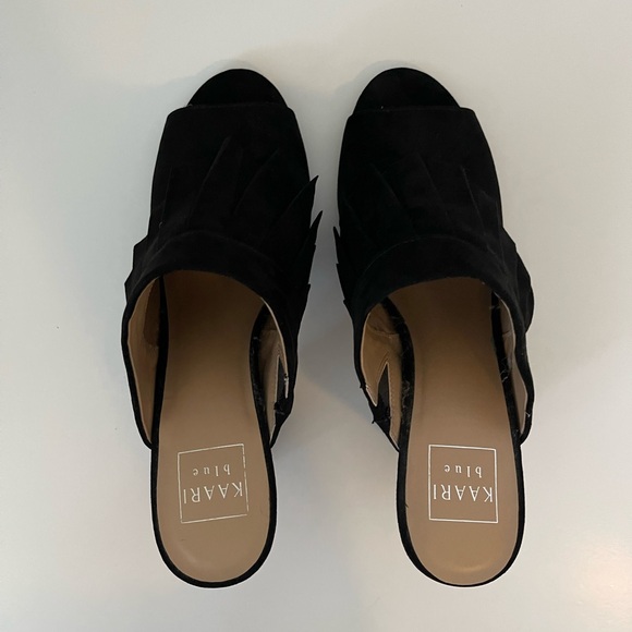 Kaari Blue - peep toe suede black heels - Women’s Size 9.5 - Picture 7 of 12